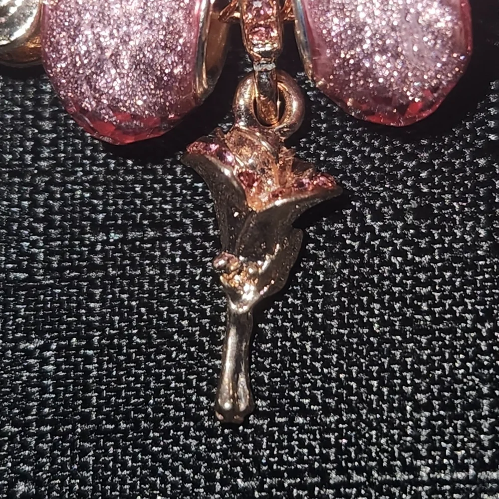 Gold and Pink Charm Bracelet with Ornate Charms. ITEM No. 19-144